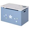 HOMCOM Cassapanca Baule Portagiochi in Legno 55x34x35.5 cm Blu e Bianco | Panca per Cameretta Bambini
