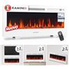 KAMINIO® Marlon PRO 42 Camino elettrico da incasso, parete o appoggio | 3 in 1 caminetto elettrico decorativo, termocamino con effetto fuoco LED in 12 colori, termostato e telecomando, bianco