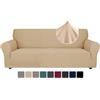 Ystyle Elasticizzato Copridivano 4 Posti con Braccioli, Beige Giallo | Copri Divano Antigraffio Gatto, Fodere Copridivani Antiscivolo Antimacchia Lavabile, Copripoltrona Bottom Con Elastica