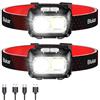 Blukar Torcia Frontale LED 2 Pezzi, 2000 Lumen Lampada Frontale con Sensore | 8 Modalità, Super Luminosa, Dimmerabile Continuo, IPX5 Impermeabile Ricaricabile Torcia da Testa per All'aperto/Blackout