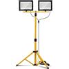 Eikuavons 2x100W Faretto da Cantiere LED con Supporto, 8500LM 6500K Bianco Freddo Faretto LED, Regolabile in Altezza, Direzione Regolabile, con Cavo da 3m e Spina, Impermeabile IP66 per Interno ed