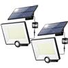iPosible Lampada Solare da Esterno, Faretto Led da Esterno con Sensore di Movimento, 204LED 3 Modes Luce Solare Led Esterno con Pannello Solare IP65 Impermeabile, Lampioni Luci Solari con 5M Cavo-2 Pezzi