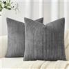 Topfinel Set di 2 Copricuscini 35x35 Grigio scuro a coste con motivo a righe Copricuscini decorativi Cuscini per divano Cuscini per il collo Cuscini per il divano Cuscini decorativi per il