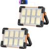 OHAYORI Faro LED Ricaricabile, Faretto a Batteria, Faretto LED Portatile USB, 4 Modalità Lampada da Campeggio, Luce da Lavoro Dimmerabile Impermeabile per Cantiere, Pesca, Tenda, Emergenza(2 pack)