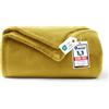 WAVVE Coperta Plaid Pile di Flanella 260gsm - 150x200 cm, Giallo - Coperta Pelosa 200x150 - Divano/Letto Singolo/Matrimoniale, Copridivano di Microfibra Calda e Morbida