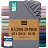 Utopia Bedding Lenzuolo con Angoli - 80x200cm - Grigio | Microfibra di Poliestere Spazzolato - Lenzuolo Sotto con Angoli Elasticizzato - Tasche Profonde 35cm
