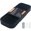HvOvMvE Vassoio organizer in silicone, porta sapone e spugna per lavello da cucina, bagno, vassoio portaoggetti per scopino, dispenser di sapone, accessori per lavare i piatti, confezione da 2 (nero)