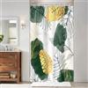 Uiiooazy Tenda Doccia Antimuffa, Tenda da Doccia 120x200cm Verde Boho Tropicale Astratta Foglie di Palma Nero Oro Tende da Bagno Tessuto Lavabile Impermeabile Tende per Vasca da Bagno con 8 Anelli