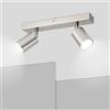 Ketom Faretti LED Soffitto GU10, Faretto LED Interno Orientabile 2 Luci | Binario Faretti Soffitto Nichel, Moderno Lampadario Faretto Cucina, Faretti da Soffitto, Senza Lampadina