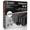 Eurocali Profilo Alluminio Nero a incasso per Strisce LED con copertura Professionale Grigia Made in Italy MedusaFlex in Policarbonato - Pacco da 10 pezzi (20m) - 2000 x 17.4 x 7mm - Cover standard inclusa