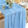 Baosind Runner da Tavolo Blu Ghiaccio in Stile Boho, 300 x 80 CM Runner da Tavolo in Garza, Adatto per Matrimoni, Compleanni, Natale, Tavole di Capodanno e Decorazioni ad Arco