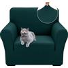 Ystyle Copridivano 1 Posti Con Braccioli, Copripoltrona Elasticizzato, Copri Divano Antigraffio Gatto Cani, Copridivani Antiscivolo Antimacchia, Universale Sofa Cover Moderno, Verde Scuro