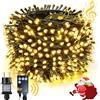 NEXVIN Luci Albero di Natale con Musica，20M 200LED Catena Luminosacon 8 Modalità, Funzione Memoria, Impermeabile, Luci di Natale Esterno e Interno per Festa Casa Decorazioni Natale Bianco Caldo