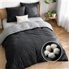 Dreamzie - Copripiumino Matrimoniale 200x200 + 2 Federe 65x65 - Cotone | Grigio Scuro · Set 3 Pezzi · Chiusura a Cerniera · Certificato OEKO-TEX · Bicolore · Facile Manutenzione