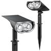 Linkind StarRay Luci Solari Esterno Giardino con Sensore di Movimento Bianca Fredda, 16 LED Faretti Solari Decorative, 6500K 650LM Lampade Solari Impermeabile IP67 per Cortile Prato, 2 Pezzi
