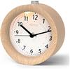 aboveClock Sveglia da Comodino Analogica, Orologio da tavolo con Funzione Snooze e Luce notturna, Sveglia Vintage Silenziosa a batteria in Legno Naturale Chiaro