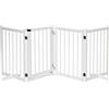 PawHut Cancellino Pieghevole per Cani Piccola/Media 237.5x36x80cm Bianco | 4 Pannelli in Legno, SerraturaCancelletto per Cani Pieghevole