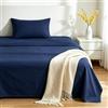 VKZ Set Lenzuola Una Piazza e Mezza Cotone con Angoli, Completo Letto Una Piazza e Mezza in Puro Cotone per Biancheria da Letto Confortevole e Durevole,BLU SCURO