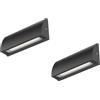 ledscom.de 2x Lampada da parete LED/luce per scale SEGIN per esterni, IP54, piatta, downlight, nero opaco, angolare, 6,2 W, 566lm, bianco caldo