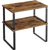 SONGMICS Scaffale Portaspezie, Set di 2 Organizzatori da Cucina Espandibili, Scaffale da Cucina Impilabile, Metallo e Legno Ingegnerizzato, Nero Inchiostro e Marrone Vintage KCS020X01