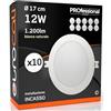 Eurocali Faretti LED da incasso 12W rotondi cornice bianca Luce Bianco Naturale Downlight Ø 170.8x28.4mm con Incasso Ø 123 mm - Pacco da 10