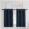 PONY DANCE Tende Corte Oscuranti Termiche da Interno per Camera da Letto | per Cucina, per Finestre Piccole, con Anelli, per Interni, Blackout, Privacy, Anti-UV, 2 Pezzi L 90 x A 100 CM, Blu Scuro