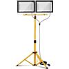 Eikuavons - Faretto da cantiere LED con supporto, 2x200W 16000LM, luce da lavoro 6500K bianco freddo, lampada da cantiere con cavo da 3m e spina, regolabile in altezza, per cantiere, officina o