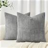 Topfinel Federe de Cuscini 35x35 in Velluto a Coste per Divano Grigio Chiaro Copricuscini Quadrati Elegante Decorativa per Salotto Moderno Cuscino Cerniera Invisibile per Camera da Letto Set 2 Pezzi
