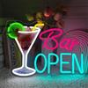 Weeddy Bar Open Insegna al Neon LED per Decorazione da Parete Dimmerabile | Alimentazione USB Cocktail Insegna Luminosa per Bar Caffè Club, Negozio Casa Pub Decorazioni per Feste