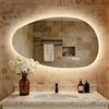S'AFIELINA Specchio Bagno con Luce LED Retroilluminato Asimmetrico 85x50 cm | Specchio da Parete Bagno, Antiappannamento, Controllo Touch, Dimmerabile, 3 Temperature Colore, Verticale o Orizzontale