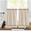 TOPICK Tende a righe in lino con strisce, opache, per cucina, sala da pranzo, bagno, piccola finestra, 65 x 60 H (cm) marrone su beige