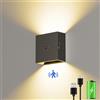 Suright Lampada da Parete con Sensore di Movimento | Applique da Parete Interno con (AUTO/OFF/ON) Modalità, 3000K Bianco Caldo Lampada da Parete Ricaricabile per Camera da Letto