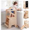 Labebe Torre di apprendimento per bambini, 4 in 1 regolabile learning tower in altezza con lavagna, Montessori con scivolo Torre, Multifunzionale Torre di apprendimento per bambini sgabello per cucina