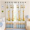 VKZ Set 2 Tende per Cameretta Bambini con Occhielli, Pannelli Tenda Filtranti per Camera da Letto Bambini e Finestra, Fantasia Giraffa Animali Trenino