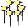 LOTMOS 6 Pezzi Faretti Solari a LED da Esterno, 72 LED Lampade Solare da Giardino Potenti 3 Livelli di Luminosità, Impermeabile Luci Lampioni Solari da per Piscina, Cortile, Alberi (Bianco Caldo)