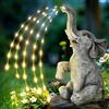 GIGALUMI Decorazione da giardino motivo elefante che spruzza,Statue a LED a energia solare, regalo per la mamma, regalo di compleanno per donne, decorazione per terrazzo e cortile