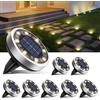 btfarm 8 Pezzi Luci Solari da Giardino, 8 LED Faretti Sepolta Solari a Led da Esterno, IP65 Impermeabile Lampade Faretto Solare da Terra per Prato Vialetto Cortile Strade Paesaggio, Bianco Caldo