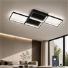 OTREN Plafoniera LED Soffitto Dimmerabile, 52W 87CM Rettangolare Lampadario | 3000K-6500K Lampadario Camera da letto con Telecomando e APP, Nero Moderna Lampada per Soggiorno Cucina Bagno