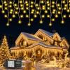 Hoteril Luci Natale Esterno,12M+5M Tenda Luminosa esterno,Bianco Caldo. | Tenda luminosa natale con 8 modalità, Timer,Impermeabile. Luci natale versatili per giardino,balcone,tetto,feste e matrimoni.