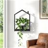 HOOBRO Porta Piante da Interno da Parete con Vassoio Rimovibile, Piedistallo per Piante in Metallo a Forma di Mini Casetta, Scaffale Decorativo su Pareti, Nero EBK08HJ01