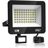 HAPYLUMI Faretto LED da Esterno con Sensore di Movimento 50W 5000LM 6500K | Ultra Luminosa, Ampio e Uniforme, Sensore PIR, Luce di Sicurezza con Rilevamento a Lunga Distanza 10 m, Impermeabile IP67