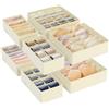 SONGMICS Set di 8 Divisori per Cassetti, Organizzatori per Biancheria Intima Pieghevole, per Reggiseni Mutande Calzini Cravatte, Scatole Portaoggetti in Tessuto per Armadio, Beige RUS008M01