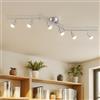 Ketom Faretti LED Soffitto GU10, Faretto LED Interno Orientabile 6 Luci | Binario Faretti Soffitto Industriale, Nichel, Lampadario Faretto Cucina, Lampade da Parete per Soggiorno, Senza Lampadina