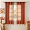 MIULEE Tende Voile Trasparenti Occhielli 2 Pannelli Rosso Mattone 140x175cm | Tende per Interni, con Anelli, Moderne Decorazione, per finestre Salotto Soggiorno Camera da Letto, Eleganti Morbide