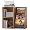 Bikoney Mobile per Giradischi con Porta Vinili - Tavolino per Giradischi con Mensola Espositiva, Capacità 220 Dischi, Mobile Audio per Stereo e Attrezzature Musicali (Noce)