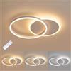 MOUNM Plafoniera LED Soffitto 36W, Plafoniera LED Dimmerabile 3000K-6000K | lampadario camera da letto con Telecomando, lampadario soffitto moderno, Alluminio, Salone da Due Cerchi, luci soffitto