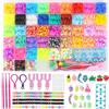 LIAILA 3800+ Elastici Braccialetti Kit, 54 griglie di Elastici Per bambini, comprensivi di telaio, uncinetto, ciondoli, perline ecc. Kit Elastici Per braccialetti, Giocattoli e Regali