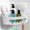 ilikable Mensole Doccia Angolare con Ventosa, Mensole Bagno Senza Foratura Impermeabile Staccabile per Doccia Accessori Shampoo Balsamo Rasoi Sapone, Bianca