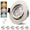 Bojim Faretti da Incasso LED 230V Dimmerabili, IP44, Metallo Nichelato | Foro da 68mm - 80mm, Luce Calda / Neutra / Fredda, Ultra Piatti 6W per Bagno e Cucina, 6 pezzi