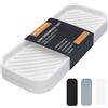 HvOvMvE Vassoio organizer in silicone, porta sapone e spugna per lavello da cucina, bagno, vassoio portaoggetti per scopino, dispenser di sapone, accessori per lavare i piatti, confezione da 2 (bianco